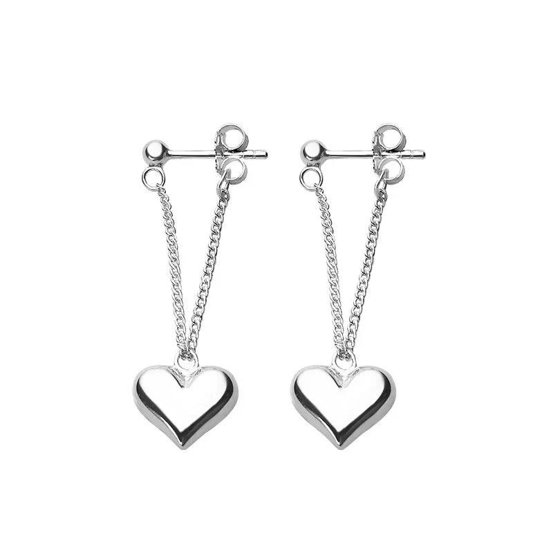 Heart Chain Sterling Silver Earrings